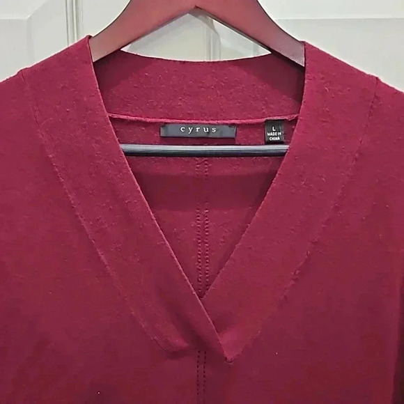 Cyrus Burgundy Knit Ribbed Long Sweater Size Lg - Picture 2 of 7